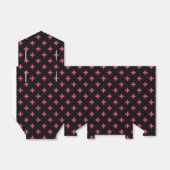 Fuchsia polka kruist zwart bedankdoosjes (Uitgevouwen)