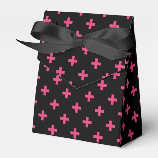 Fuchsia polka kruist zwart bedankdoosjes (Voorkant Zijde)
