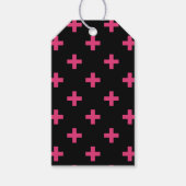 Fuchsia polka kruist zwart cadeaulabel (Voorkant)