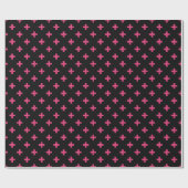 Fuchsia polka kruist zwart cadeaupapier (Vlak)