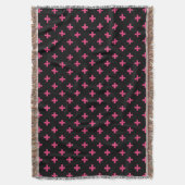 Fuchsia polka kruist zwart deken (Voorkant Verticaal)