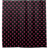Fuchsia polka kruist zwart douchegordijn (Voorkant)