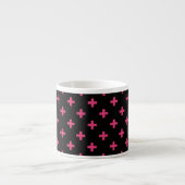 Fuchsia polka kruist zwart espresso kop (Voorkant)