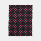 Fuchsia polka kruist zwart fleece deken (Voorkant)