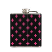 Fuchsia polka kruist zwart heupfles (Achterkant)