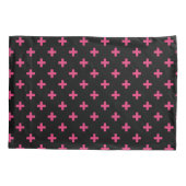 Fuchsia polka kruist zwart kussensloop (Achterkant)