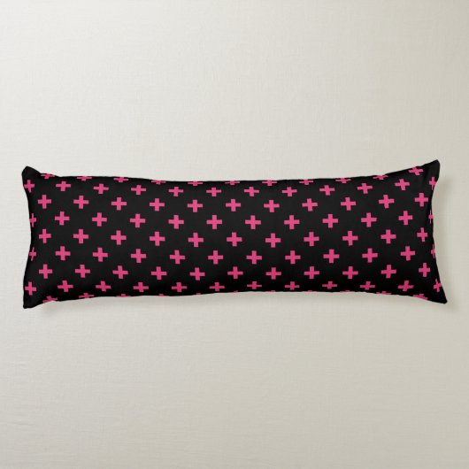 Fuchsia polka kruist zwart lichaamskussen (Achterkant)