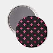 Fuchsia polka kruist zwart magneet (Voorkant / Achterkant)