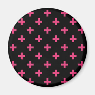 Fuchsia polka kruist zwart magneet