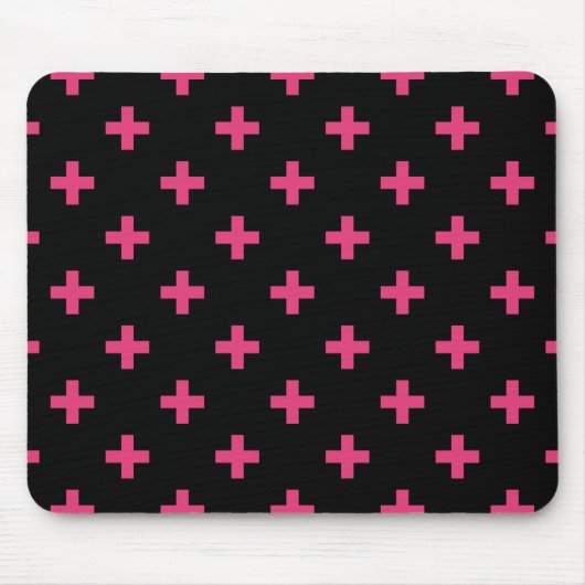 Fuchsia polka kruist zwart muismat (Voorkant)