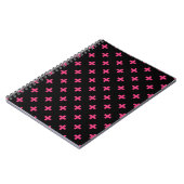 Fuchsia polka kruist zwart notitieboek (Linkerzijde)