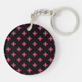 Fuchsia polka kruist zwart sleutelhanger (Achterkant)