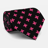 Fuchsia polka kruist zwart stropdas (Opgerold)