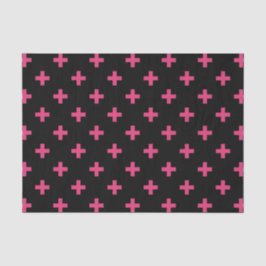 Fuchsia polka kruist zwart tissuepapier