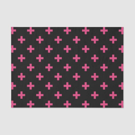 Fuchsia polka kruist zwart tissuepapier (Voorkant)