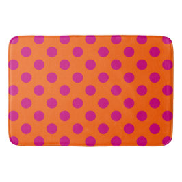 Fuchsia polka-punten op sinaasappel badmat