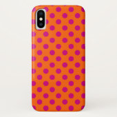 Fuchsia polka-punten op sinaasappel Case-Mate iPhone case (Achterkant)
