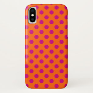 Fuchsia polka-punten op sinaasappel iPhone x hoesje