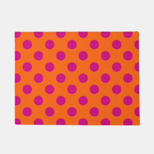 Fuchsia polka-punten op sinaasappel deurmat