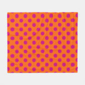 Fuchsia polka-punten op sinaasappel fleece deken (Voorkant (Horizontaal))