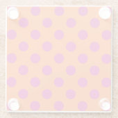 Fuchsia polka-punten op sinaasappel glazen onderzetter (Achterkant)