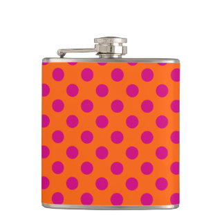 Fuchsia polka-punten op sinaasappel heupfles