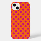 Fuchsia polka-punten op sinaasappel iPhone hoesje (Achterkant)
