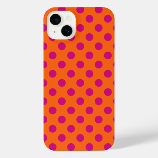 Fuchsia polka-punten op sinaasappel iPhone hoesje (Achterkant)