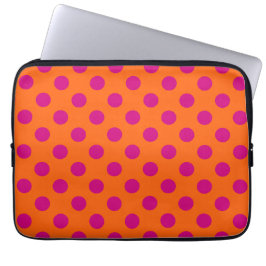 Fuchsia polka-punten op sinaasappel laptop sleeve