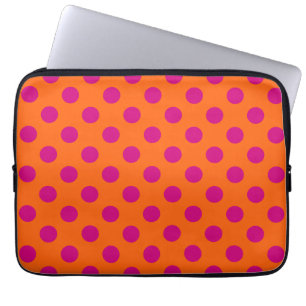 Fuchsia polka-punten op sinaasappel laptop sleeve