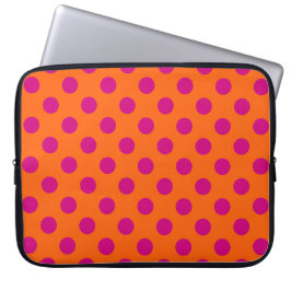 Fuchsia polka-punten op sinaasappel laptop sleeve