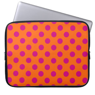 Fuchsia polka-punten op sinaasappel laptop sleeve