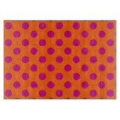Fuchsia polka-punten op sinaasappel snijplank (Voorkant)