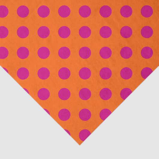 Fuchsia polka-punten op sinaasappel tissuepapier (Detail)