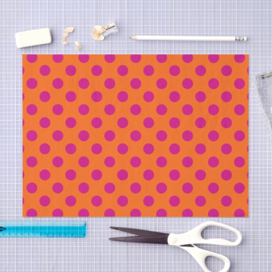 Fuchsia polka-punten op sinaasappel tissuepapier (Craft)