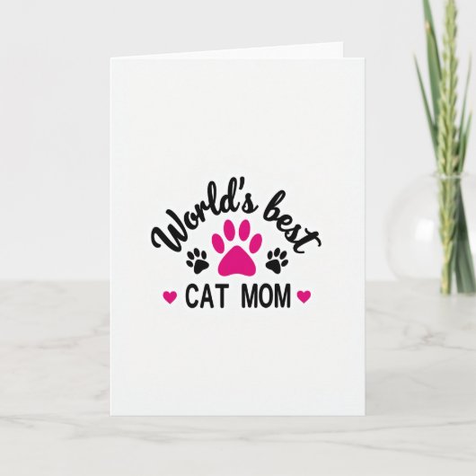 Fuchsia Poot Beste Kat Moeder Kaart (Voorkant)