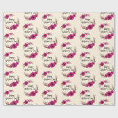 Fuchsia Poppies Floral WreatHappy Moederdag Cadeaupapier (Vlak)
