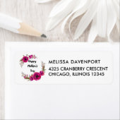 Fuchsia Poppies Floral WreatHappy Moederdag Etiket (Insitu)