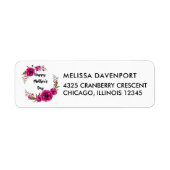Fuchsia Poppies Floral WreatHappy Moederdag Etiket (Voorkant)