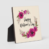 Fuchsia Poppies Floral WreatHappy Moederdag Fotoplaat (Voorkant)