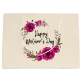 Fuchsia Poppies Floral WreatHappy Moederdag Groot Cadeauzakje (Voorkant)