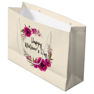 Fuchsia Poppies Floral WreatHappy Moederdag Groot Cadeauzakje