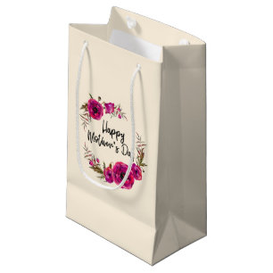 Fuchsia Poppies Floral WreatHappy Moederdag Klein Cadeauzakje