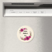Fuchsia Poppies Floral WreatHappy Moederdag Magneet (Insitu (Vaatwasser))