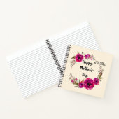 Fuchsia Poppies Floral WreatHappy Moederdag Notitieboek (Binnen)