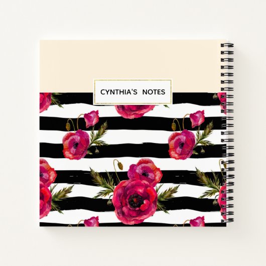 Fuchsia Poppies Floral WreatHappy Moederdag Notitieboek (Achterkant)