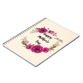 Fuchsia Poppies Floral WreatHappy Moederdag Notitieboek (Linkerzijde)