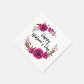 Fuchsia Poppies Floral WreatHappy Moederdag Servet (Hoek)