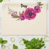 Fuchsia Poppies Floral WreatHappy Moederdag Theedoek (Gevouwen)