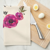 Fuchsia Poppies Floral WreatHappy Moederdag Theedoek (Quarter Fold)